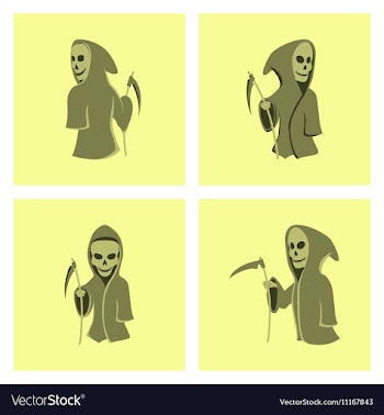 Assembly flat halloween death scythe vector image