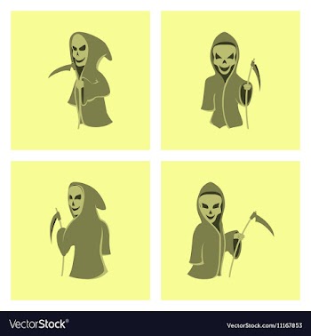 Assembly flat halloween death scythe vector image