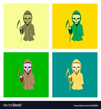 Assembly flat halloween death scythe vector image