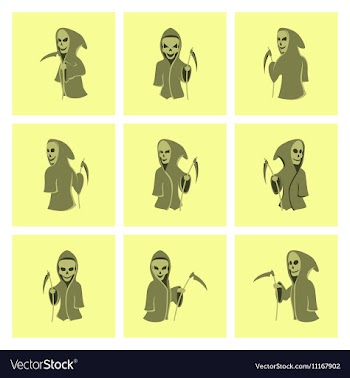 Assembly flat halloween death scythe vector image