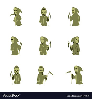 Assembly flat halloween death scythe vector image