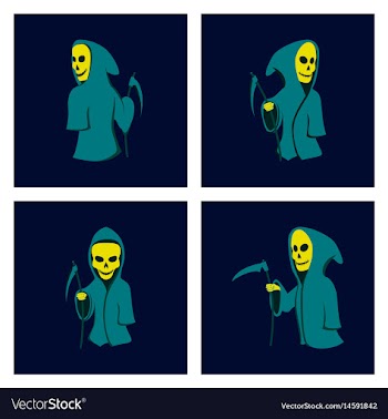 Assembly flat halloween death scythe vector image