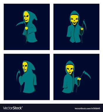 Assembly flat halloween death scythe vector image