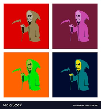 Assembly flat halloween death scythe vector image