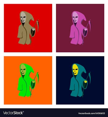Assembly flat halloween death scythe vector image