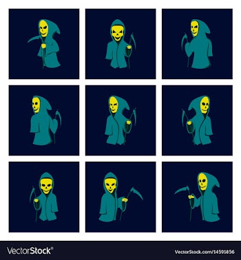 Assembly flat halloween death scythe vector image