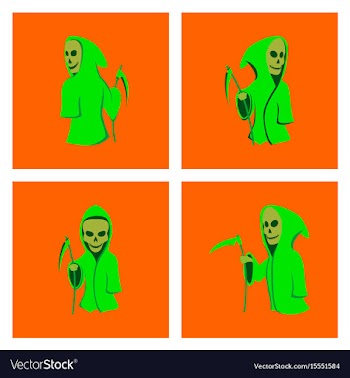 Assembly flat halloween death scythe vector image