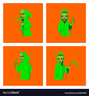 Assembly flat halloween death scythe vector image