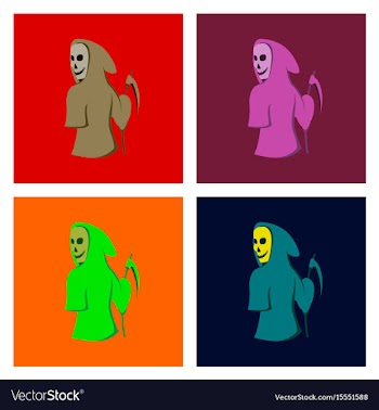 Assembly flat halloween death scythe vector image