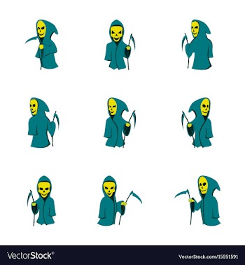 Assembly flat halloween death scythe vector image