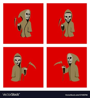 Assembly flat halloween death scythe vector image