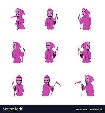 Assembly flat halloween death scythe vector image