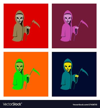Assembly flat halloween death scythe vector image