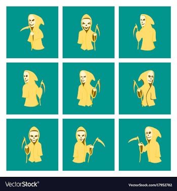 Assembly flat halloween death scythe vector image