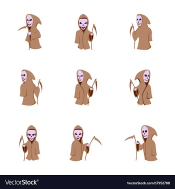 Assembly flat halloween death scythe vector image