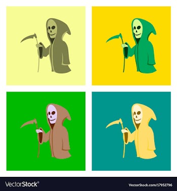 Assembly flat halloween death scythe vector image