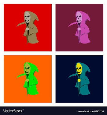 Assembly flat halloween death scythe vector image