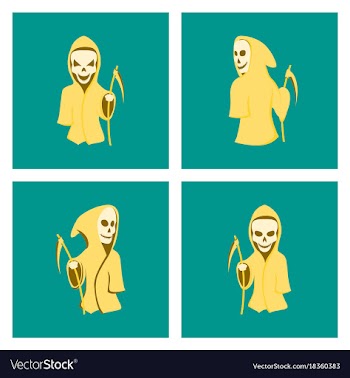 Assembly flat halloween death scythe vector image