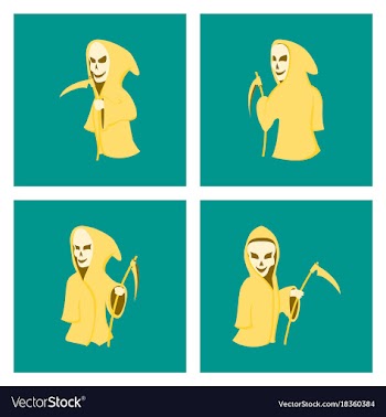 Assembly flat halloween death scythe vector image