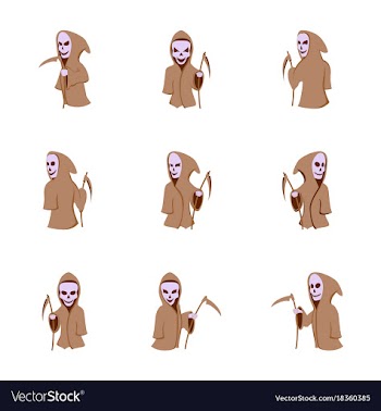 Assembly flat halloween death scythe vector image