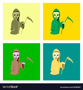 Assembly flat halloween death scythe vector image