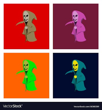 Assembly flat halloween death scythe vector image