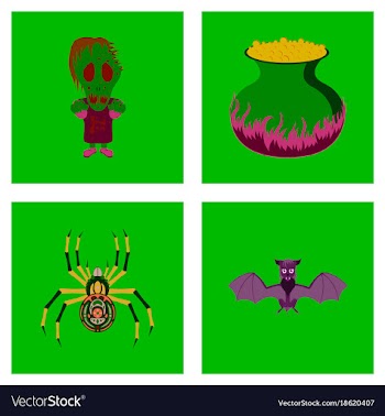 Assembly flat halloween monster book skull potion vector image