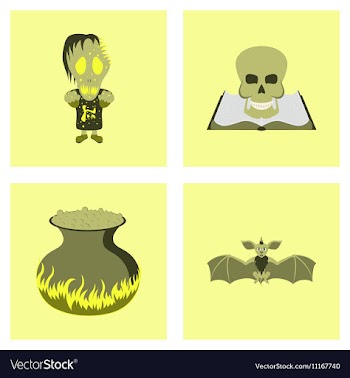 Assembly flat halloween monster book vector image