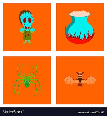 Assembly flat halloween monster book vector image