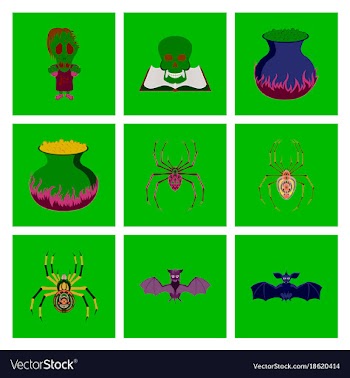 Assembly flat halloween monster spider book skull vector image