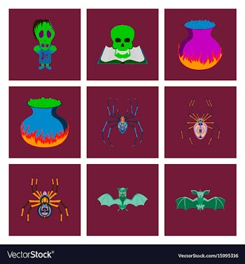 Assembly flat halloween monster vector image
