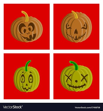 Assembly flat halloween pumpkin emotions vector image