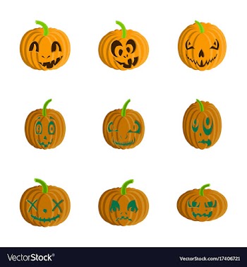 Assembly flat halloween pumpkin emotions vector image