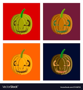 Assembly flat halloween pumpkin emotions vector image