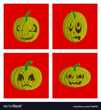 Assembly flat halloween pumpkin emotions vector image