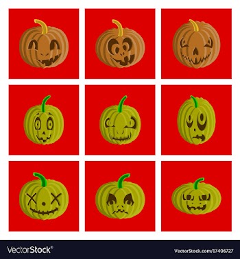 Assembly flat halloween pumpkin emotions vector image