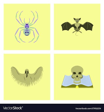 Assembly flat halloween spider bat ghost book vector image
