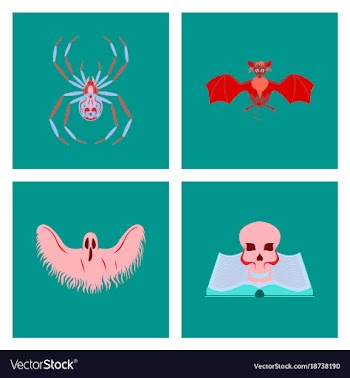 Assembly flat halloween spider bat ghost book vector image