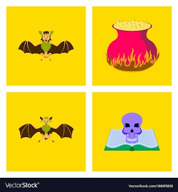 Assembly flat halloween spider bat ghost book vector image