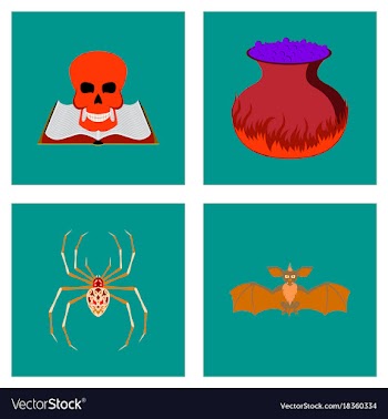 Assembly flat halloween spider book skull vector image