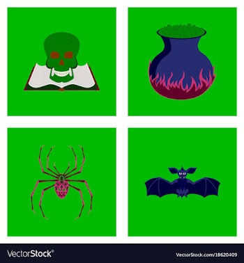Assembly flat halloween spider book skull vector image