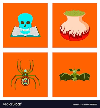 Assembly flat halloween spider book vector image