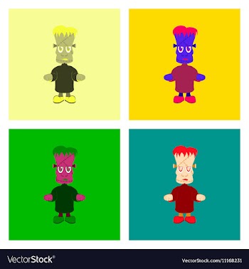 Assembly flat halloween zombie men vector image