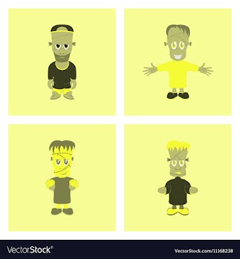 Assembly flat halloween zombie men vector image