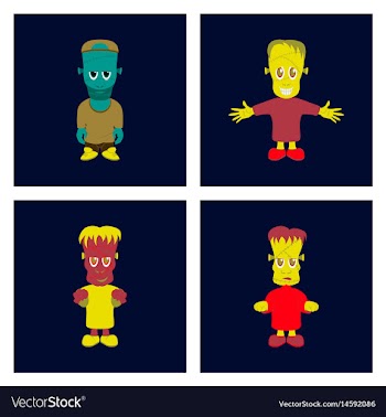 Assembly flat halloween zombie men vector image