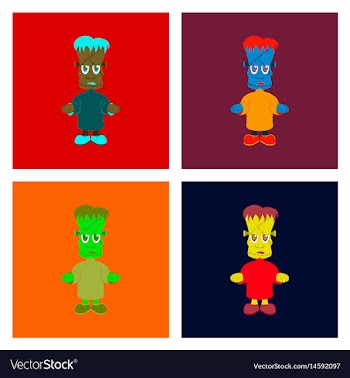 Assembly flat halloween zombie men vector image