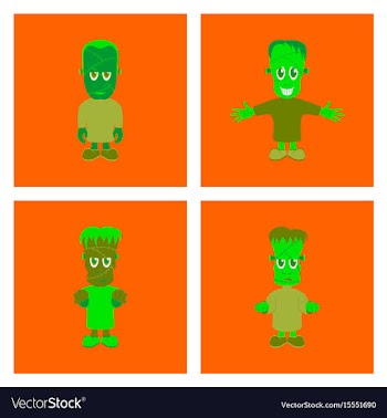 Assembly flat halloween zombie men vector image
