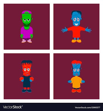 Assembly flat halloween zombie men vector image