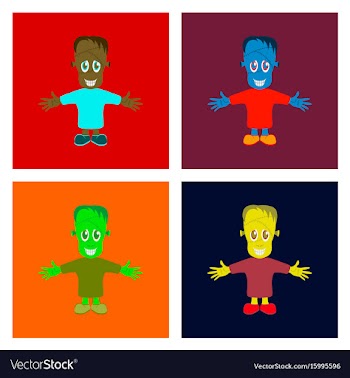 Assembly flat halloween zombie men vector image