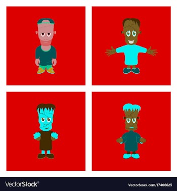 Assembly flat halloween zombie men vector image